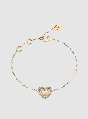 GUESS Accessories Gold Amami Heart Bracelet JUBB04027JWYGWHL Front View