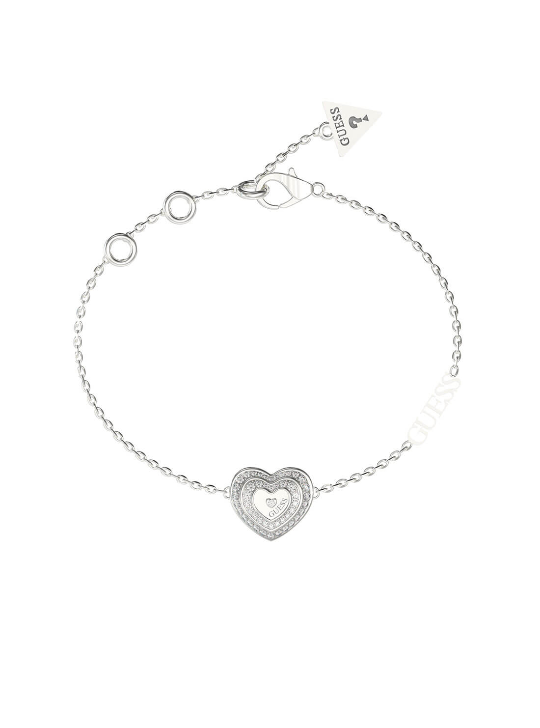 Silver Amami Crystal Heart Bracelet | GUESS Women's Jewellery | front view