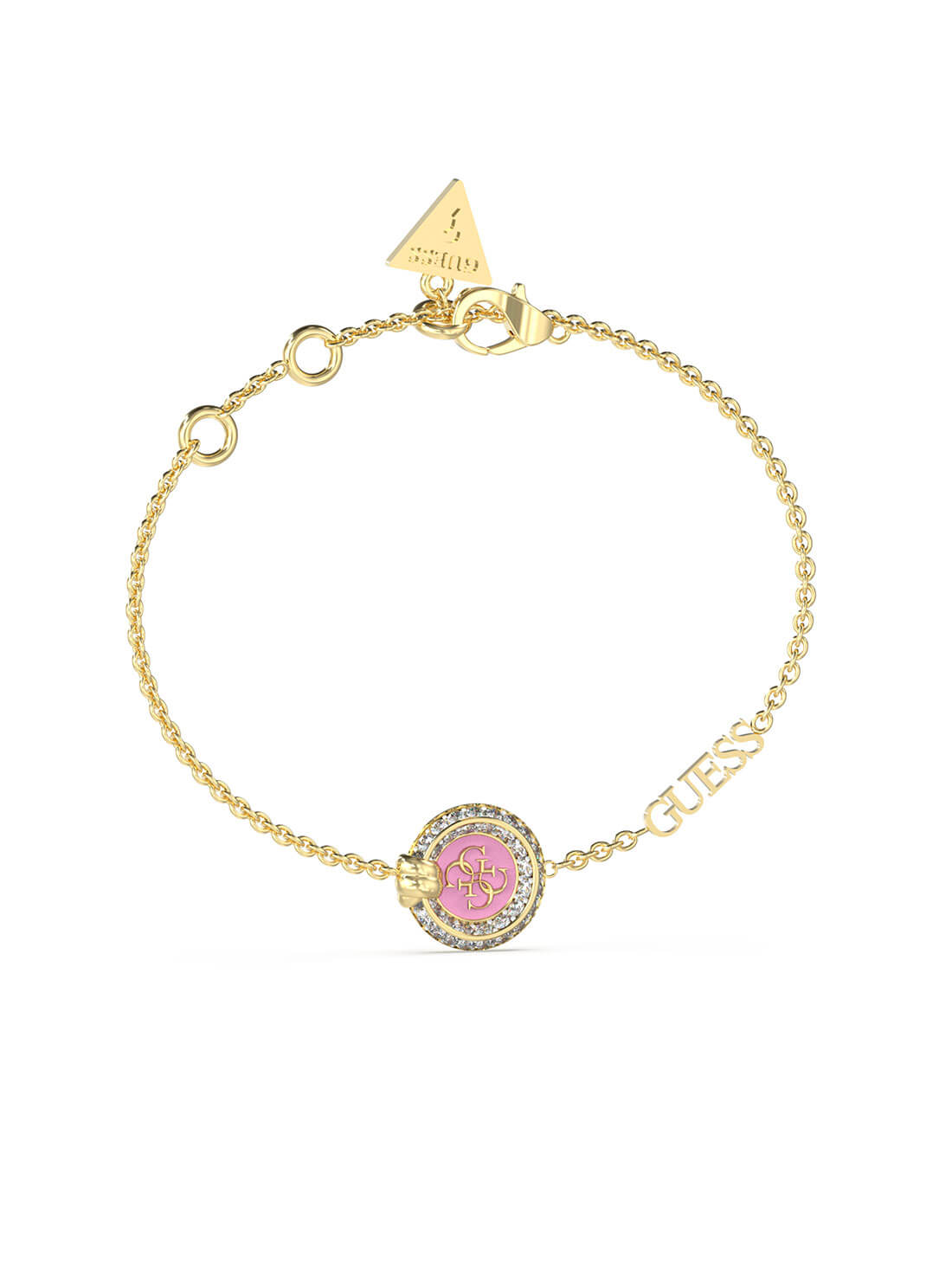Gold Knot You Pink Crystal Bracelet | GUESS Women's Jewellery | front view