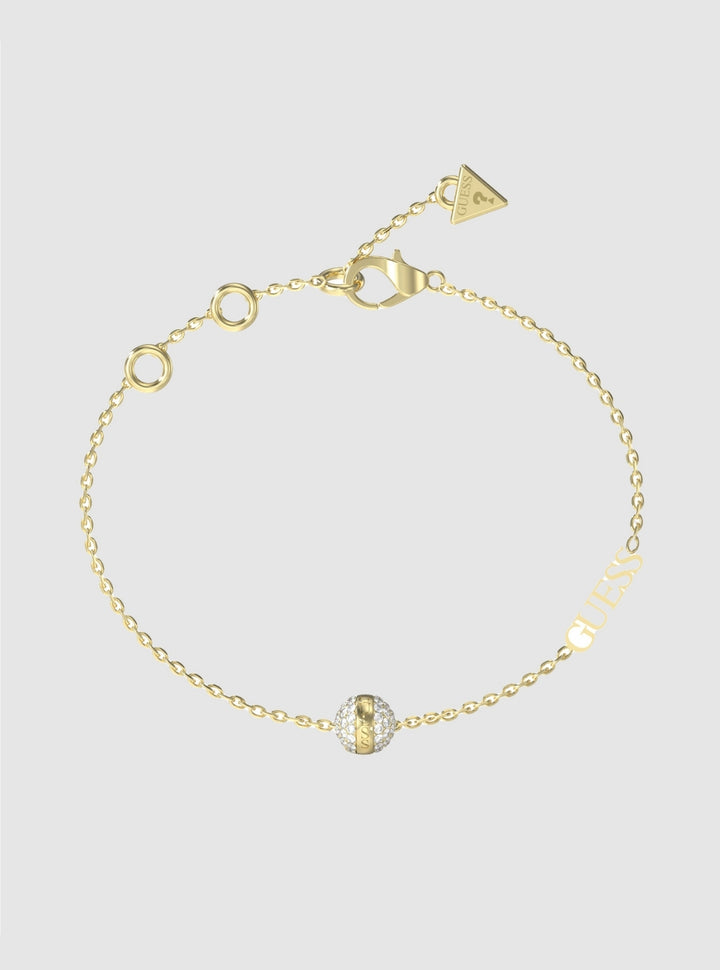 GUESS Accessories Gold Crystal Bead Bracelet JUBB04456JW Front View