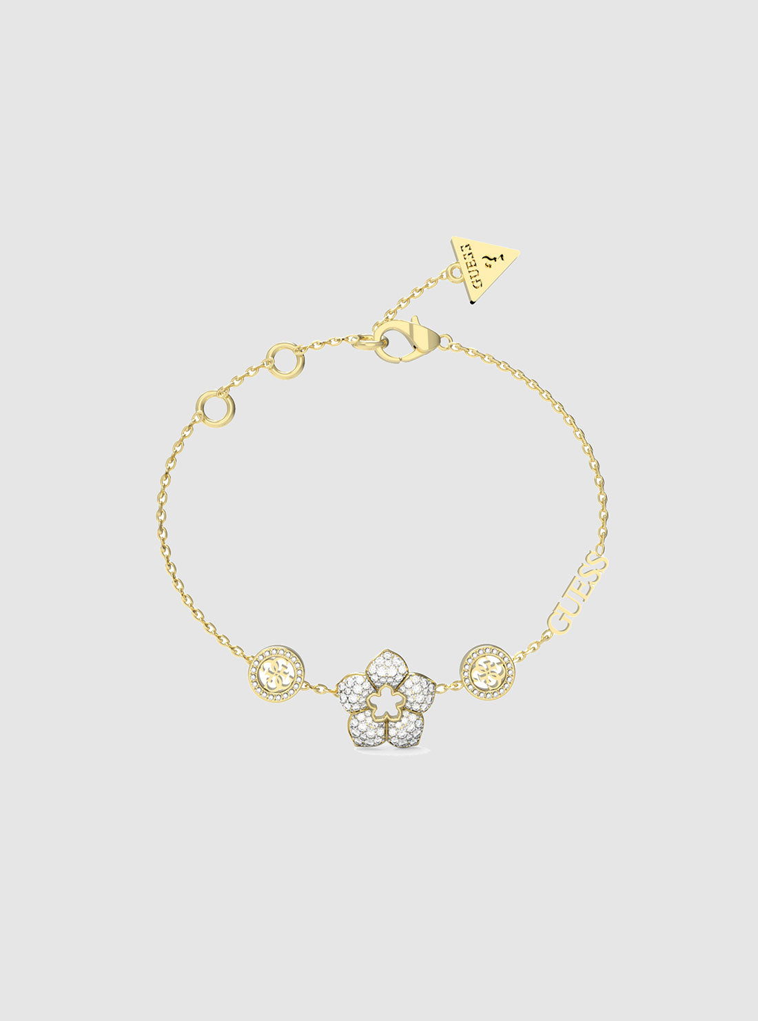 Gold 4G Logo Pave Flower Bracelet