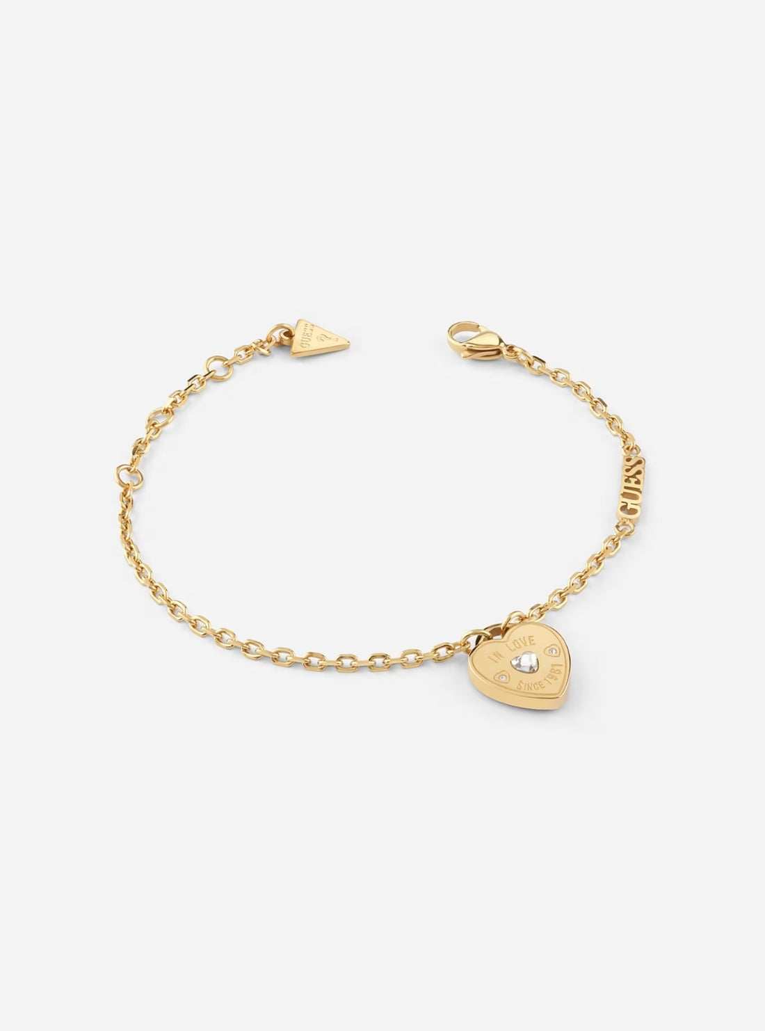 GUESS Accessories Gold Heart Charm Bracelet JUBB05057JW Front View