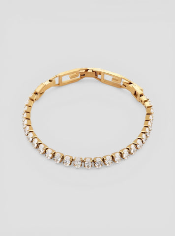 GUESS Accessories Gold G Logo Tennis CZ Bracelet JUBB05141JWYG Front View