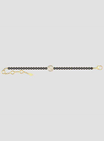 GUESS Accessories Black Gold Tennis Bracelet JUBB05142JWYGBKL Front View