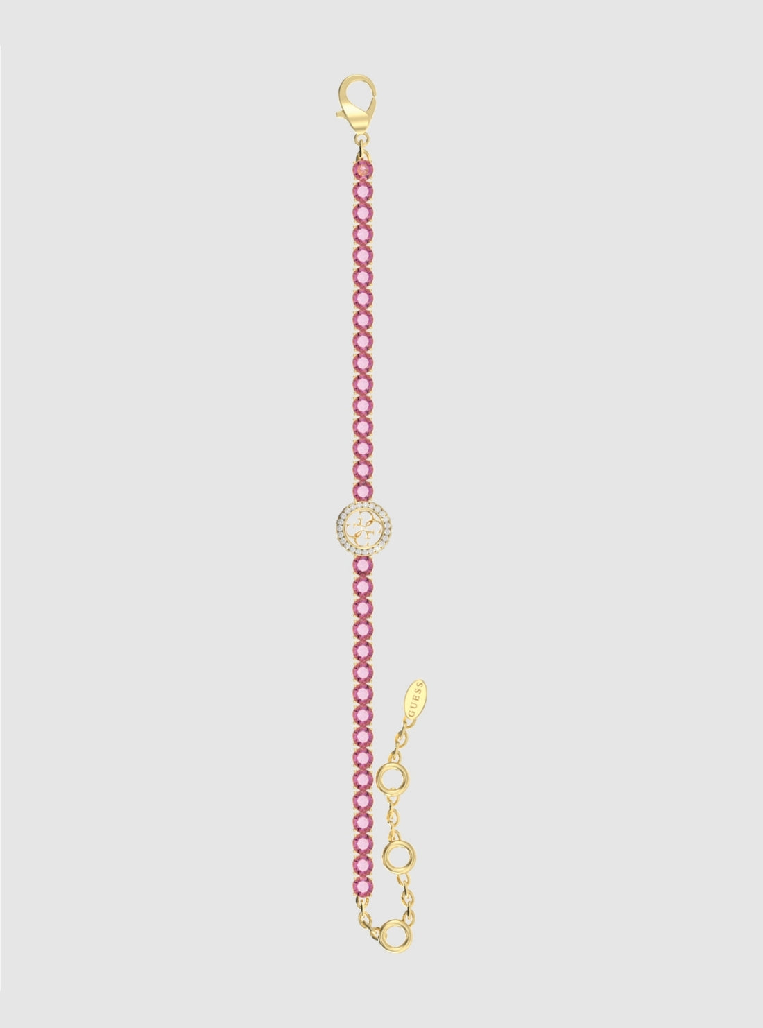 GUESS Accessories 4G Pink Gold Tennis Bracelet JUBB05142JWYGFCL Front View