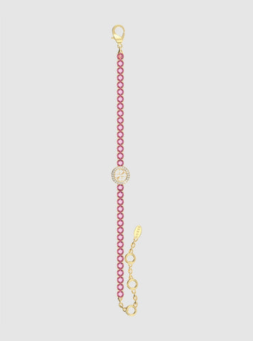 GUESS Accessories 4G Pink Gold Tennis Bracelet JUBB05142JWYGFCL Front View