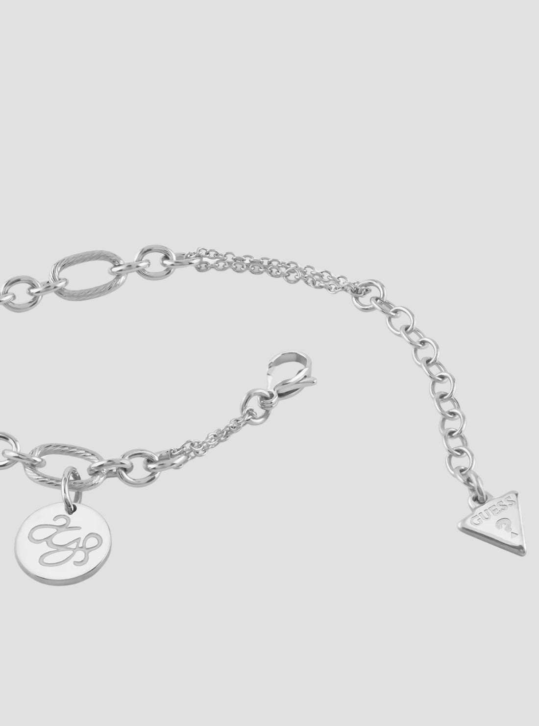 GUESS Accessories Silver Heart Charm Bracelet JUBB05147JWRHWHL Detail View