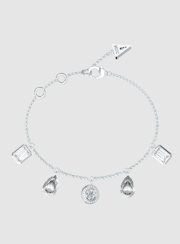GUESS Accessories Silver 5 Charms and 4G Bracelet JUBB05239JWRHL Front View
