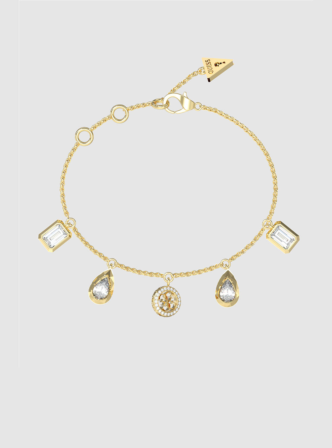 GUESS Accessories Gold 5 Charms and 4G Bracelet JUBB05239JW Front View