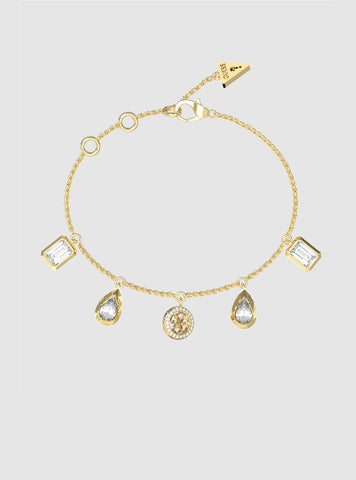 GUESS Accessories Gold 5 Charms and 4G Bracelet JUBB05239JW Front View