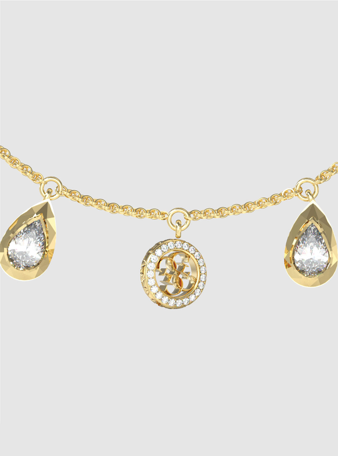 GUESS Accessories Gold 5 Charms and 4G Bracelet JUBB05239JW Detail View