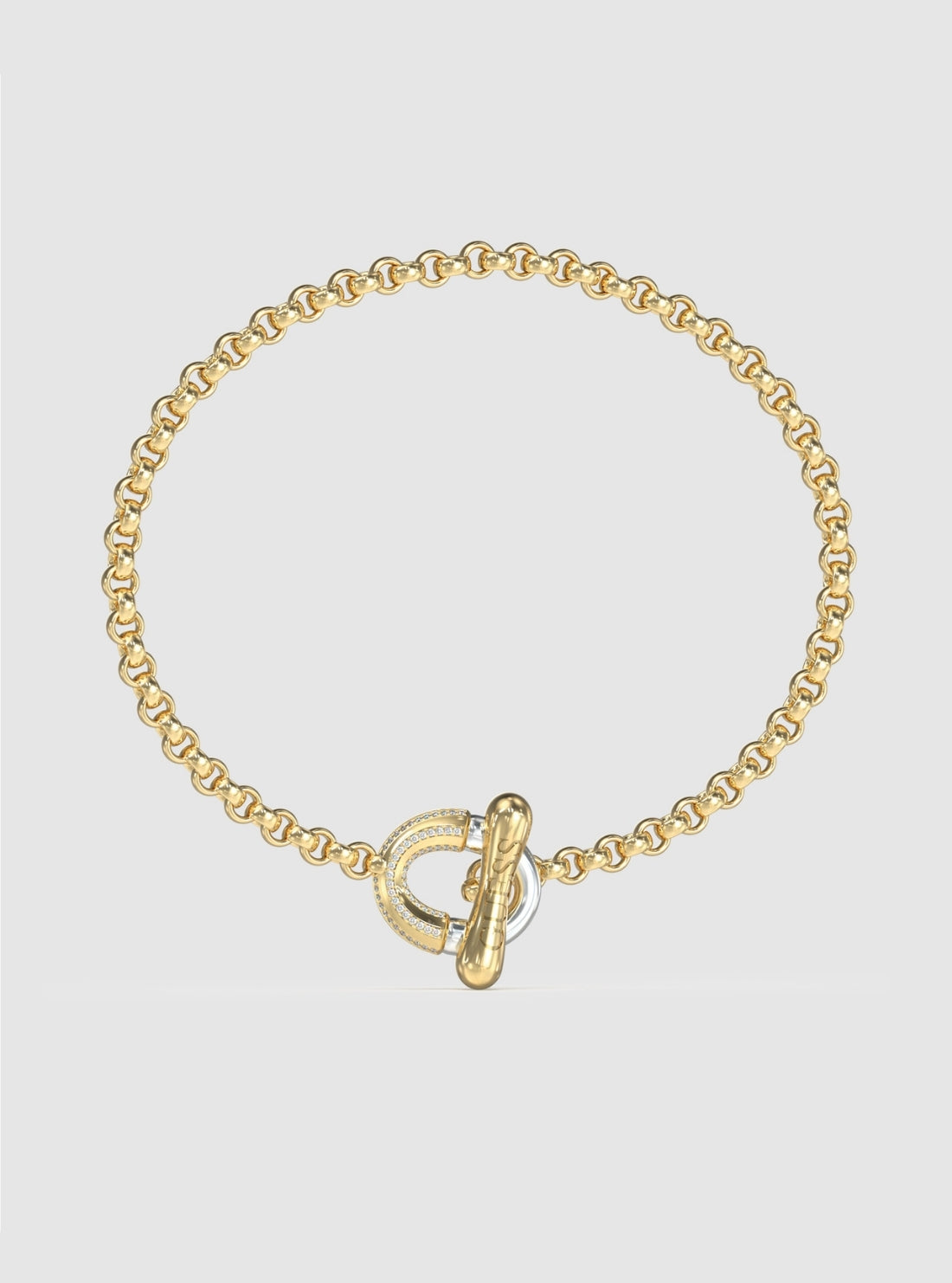 GUESS Gold Link Pavé T-Bar Bracelet JUBB05372JWYG Front View