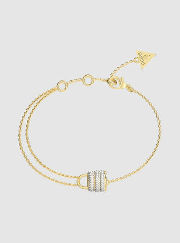 GUESS Accessories Gold Mini Pavé Padlock Bracelet JUBB05418JW Front View