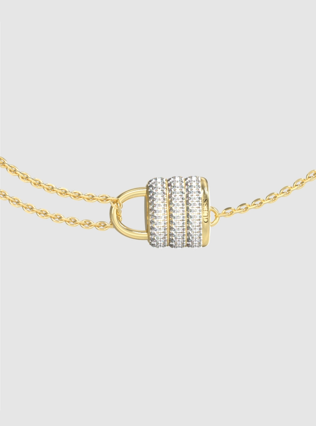 GUESS Accessories Gold Mini Pavé Padlock Bracelet JUBB05418JW Detail View