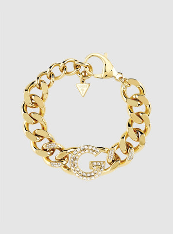 GUESS Accessories Gold G Pavé Chain Bracelet JUBB05433JW Front View