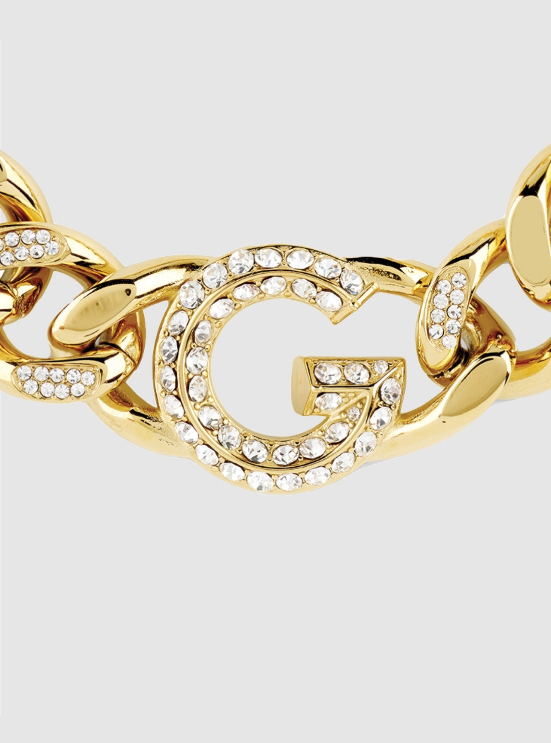 GUESS Accessories Gold G Pavé Chain Bracelet JUBB05433JW Detail View