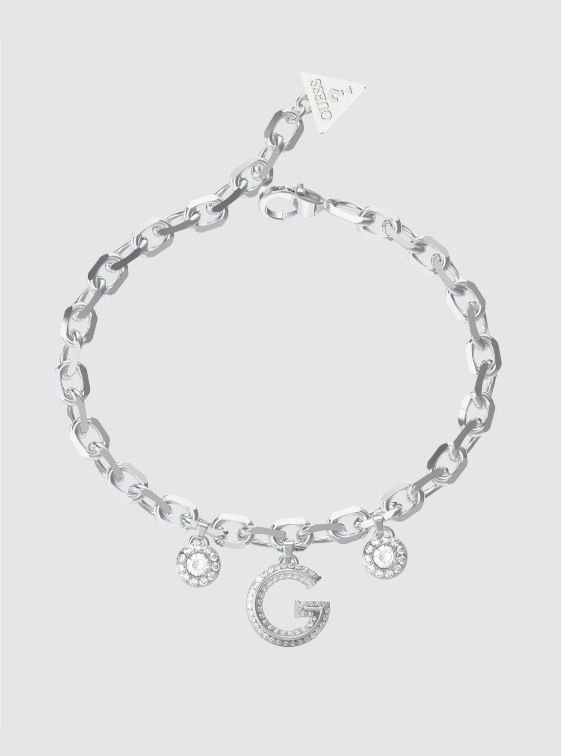 GUESS Accessories Silver G Pavé Multi Charm Bracelet JUBB05445JW Front View