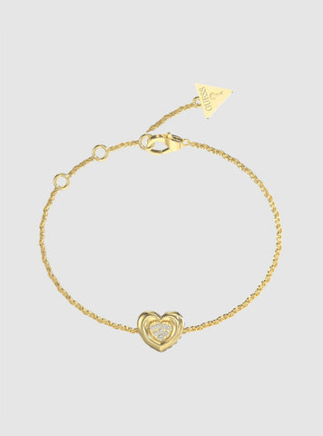 GUESS Accessories Gold Heart Pavé Bracelet JUBB05461JW Front View