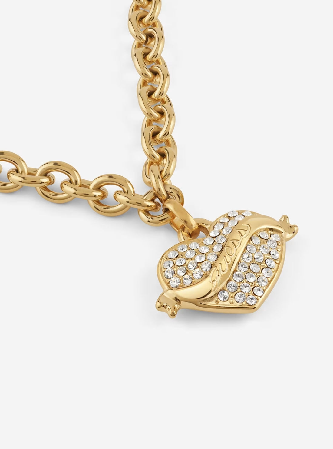 GUESS Accessories Gold Crystal Heart Charm Bracelet JUBB05476JW Detail View