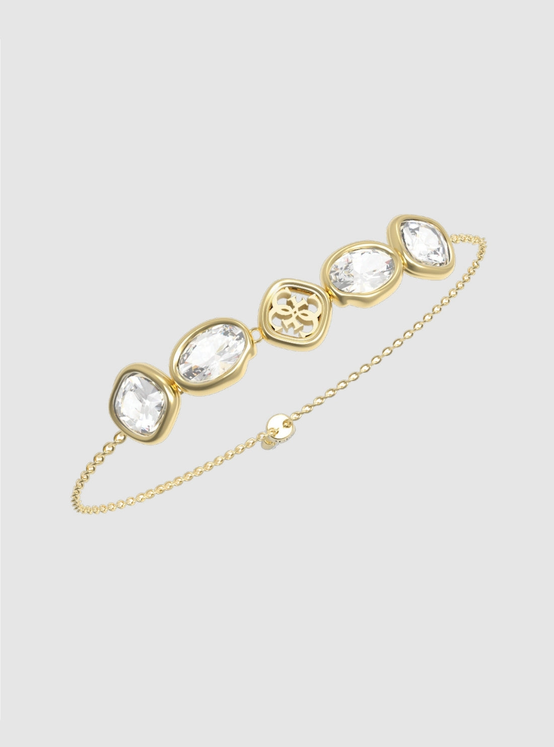 GUESS Accessories 4G Gold Multi-Crystal Bracelet JUBB05570JW Front View