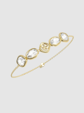 GUESS Accessories 4G Gold Multi-Crystal Bracelet JUBB05570JW Front View