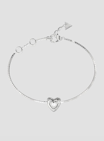 GUESS Accessories Silver Crystal Heart Bracelet Front View