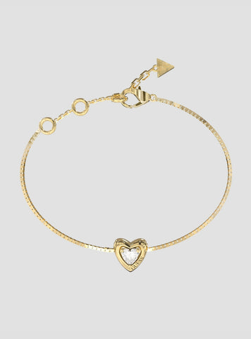 GUESS Accessories Gold Crystal Heart Bracelet JUBB06017JWYGL Front View