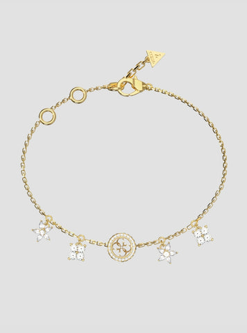 GUESS Accessories Gold Flower Charms Bracelet JUBB06033JWYGL Front View