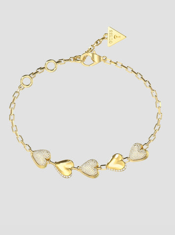 GUESS Accessories Yellow Multi Heart Pavé Bracelet JUBB06071JWYGL Front View