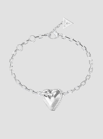 GUESS Accessories Silver T-Bar Heart Bracelet JUBB06074JWRH Front View