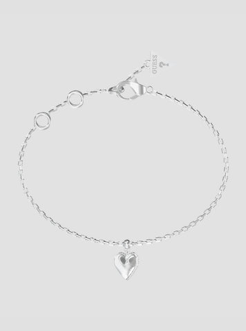 GUESS Accessories Silver Heart Charm Bracelet JUBB06082JWRH Front View