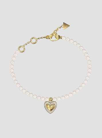 GUESS Accessories Gold Pavé Heart Bracelet JUBB06091JWYGL Front View