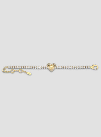 GUESS Accessories Go ld Pavé Heart Tennis Bracelet JUBB06093JWYGL Front View