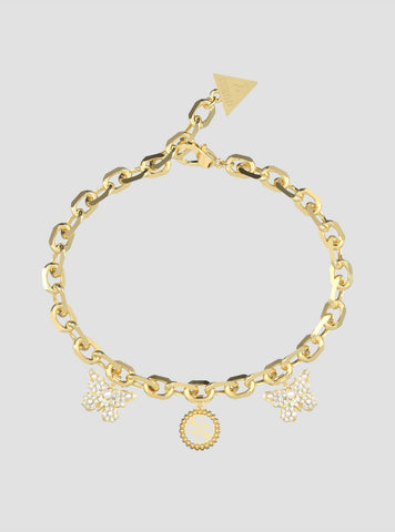 GUESS Accessories Gold Borboleta 4G Charm Bracelet JUBB06130JWYG Front View