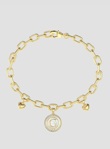 GUESS Accessories Gold Pearly G Multi Charm Bracelet JUBB06197JWYG Front View
