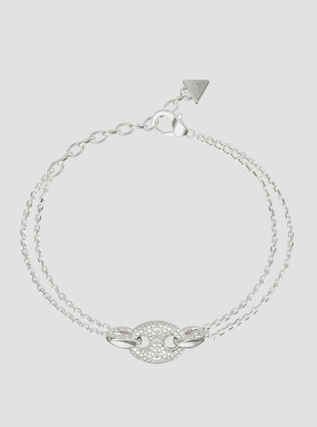 GUESS Accessories Silver Marine Pavé Link Bracelet JUBB06222JWRH Front View