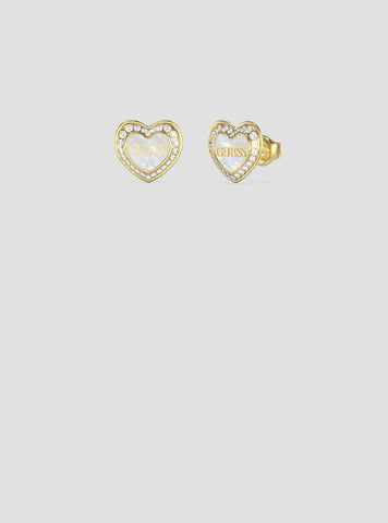 Gold Amami MOP Heart Stud Earrings