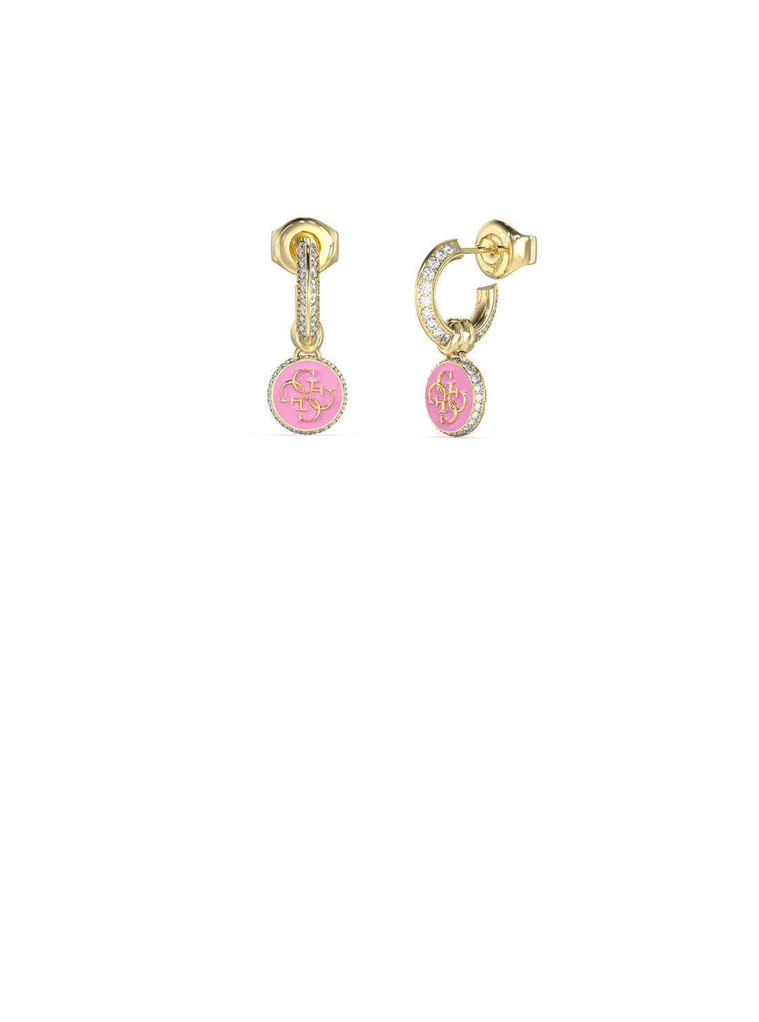 Gold Knot You Pink Crystal Stud Earrings | GUESS Women's Jewellery | front view