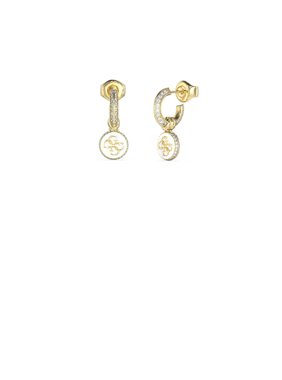 Gold Knot You White Crystal Stud Earrings | GUESS Women's Jewellery | front view