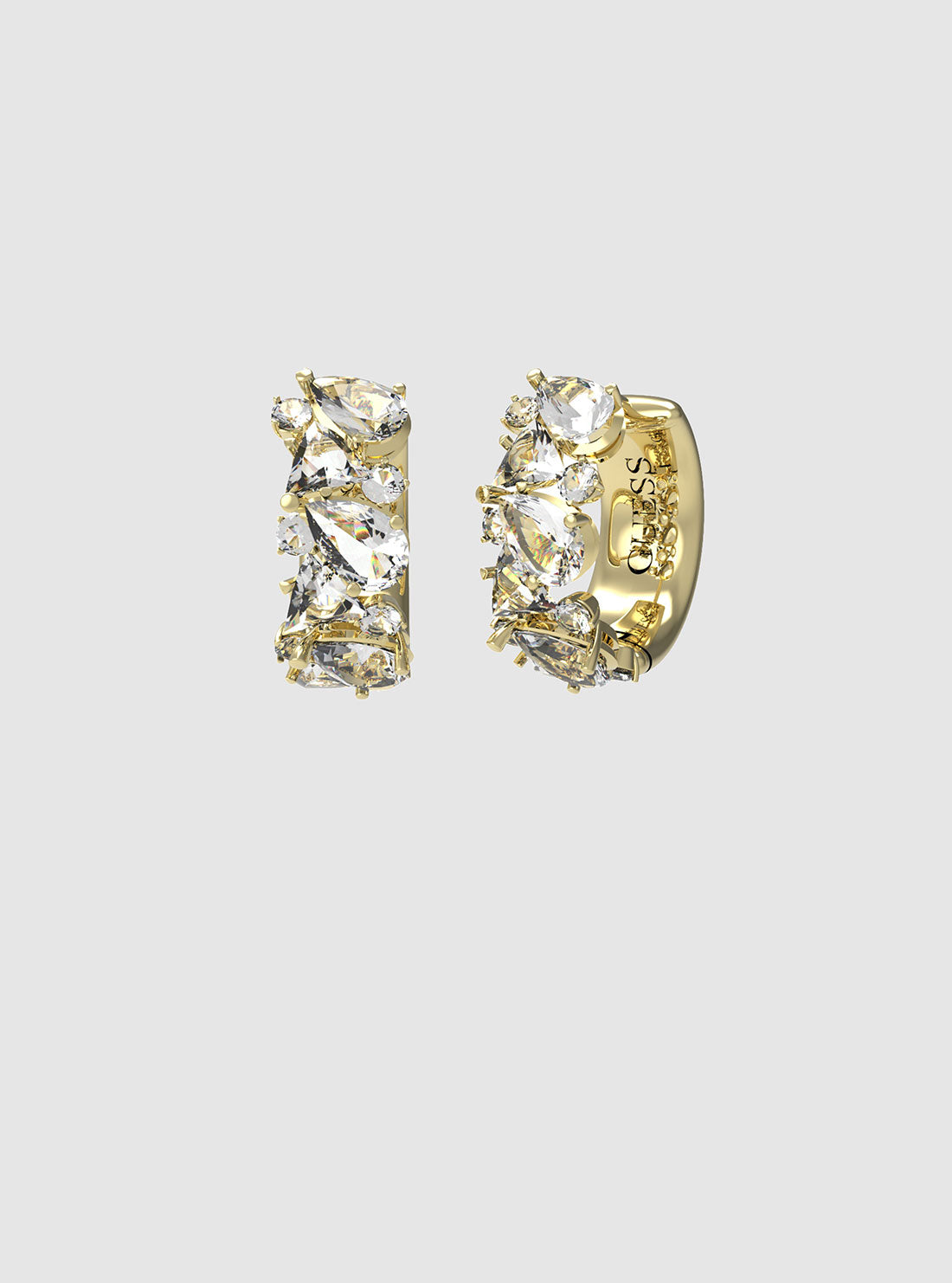 Gold Multi Crystal Huggie Earrings