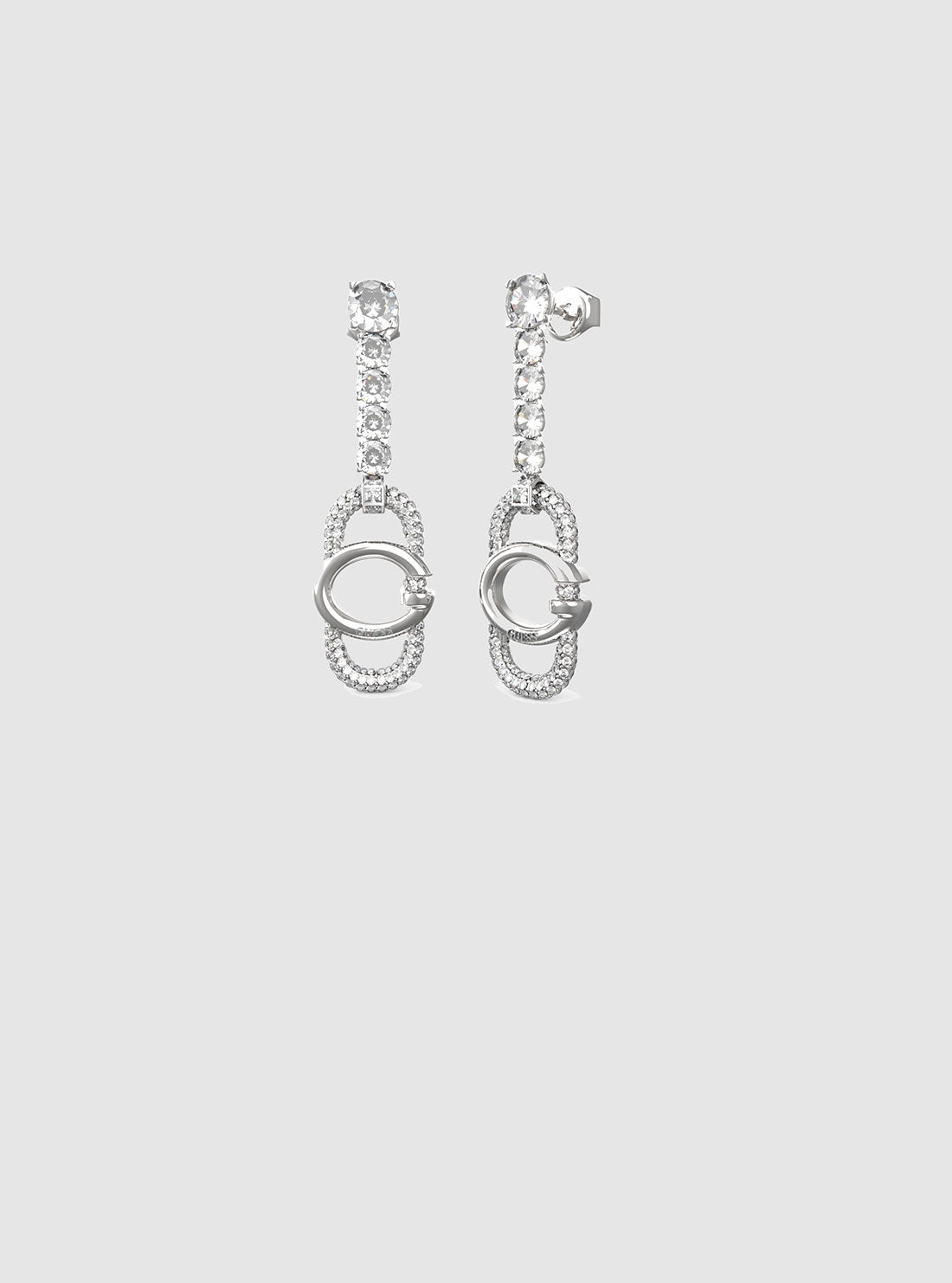 Silver G Logo Crystals Tennis Earrings