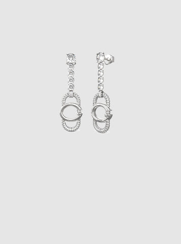Silver G Logo Crystals Tennis Earrings