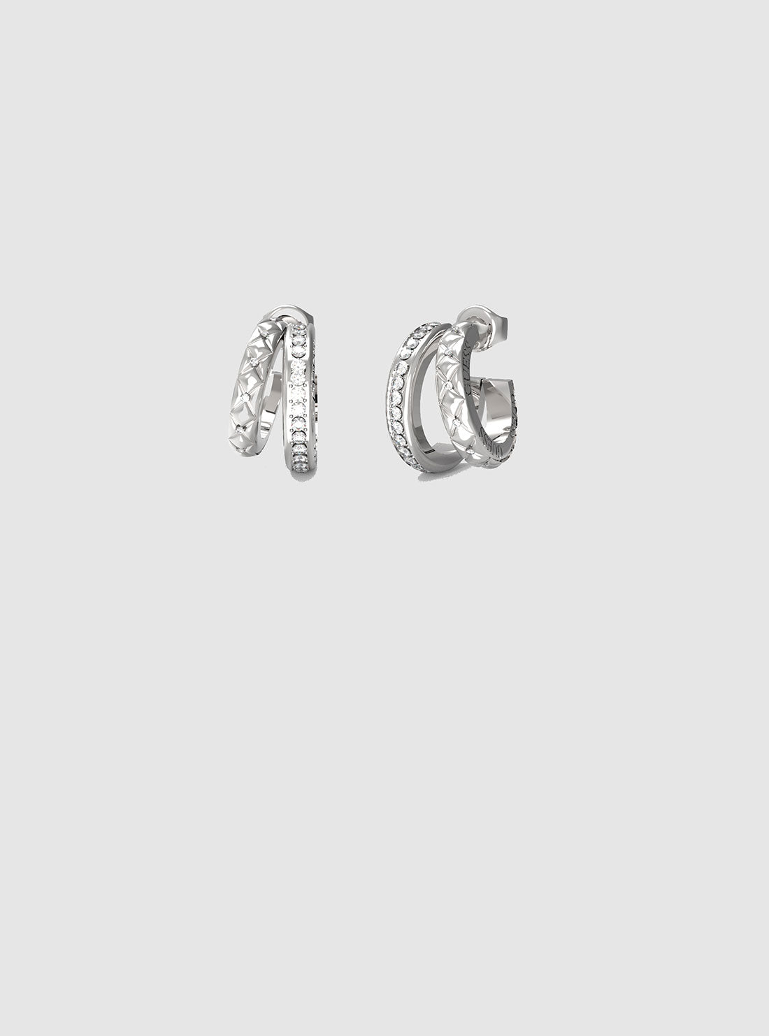 Silver Pave Double Hoop Earrings