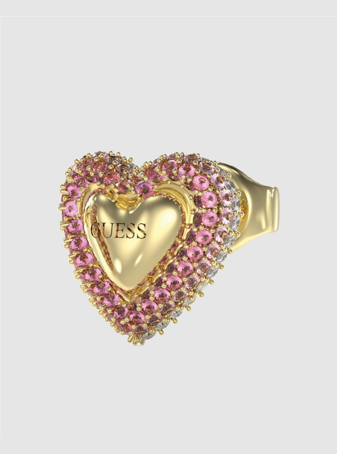 GUESS Accessories Gold Pink Heart Stud Earrings JUBE05008JWYG Front View_2