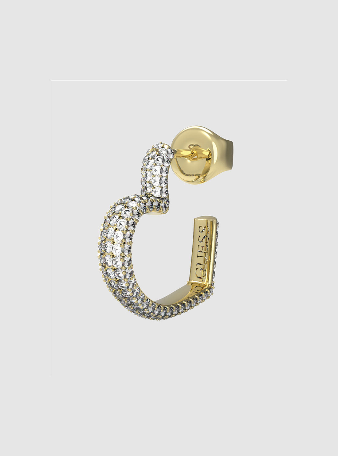 GUESS Accessories Gold Pave Heart Huggies Earrings JUBE05017JWYGT Detail View