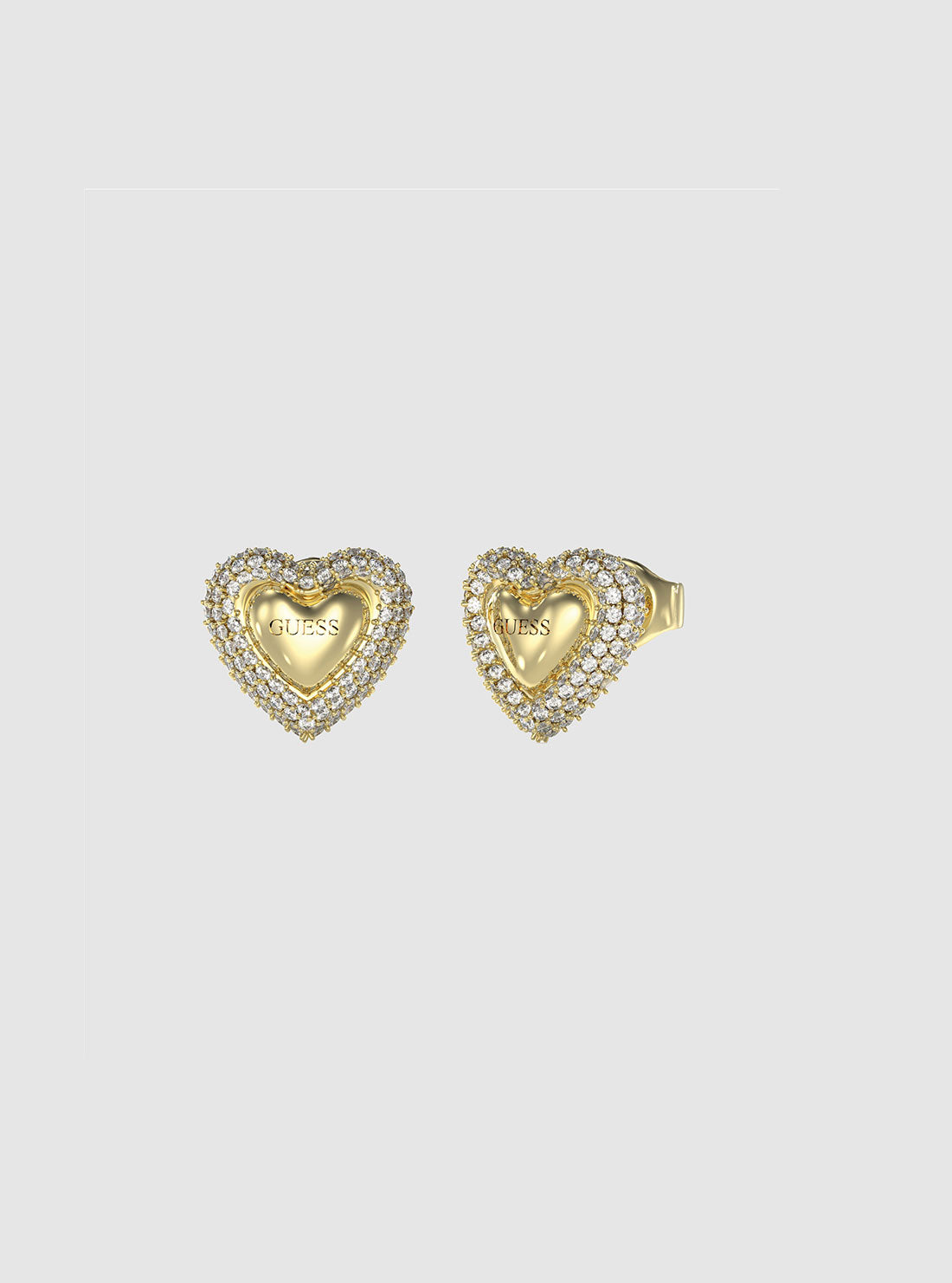 Gold Pave Heart Studs