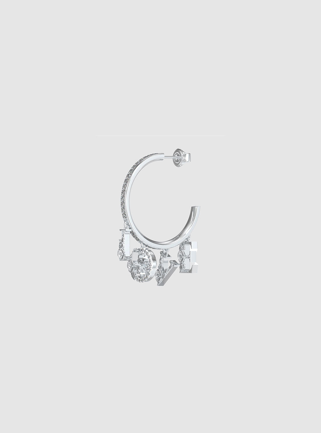 Silver Flowers Charms Hoop Earrings