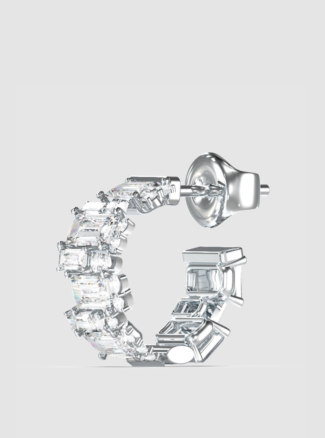 GUESS Accessories Silver Multi Stones Hoop Earrings JUBE05354JW Detail View