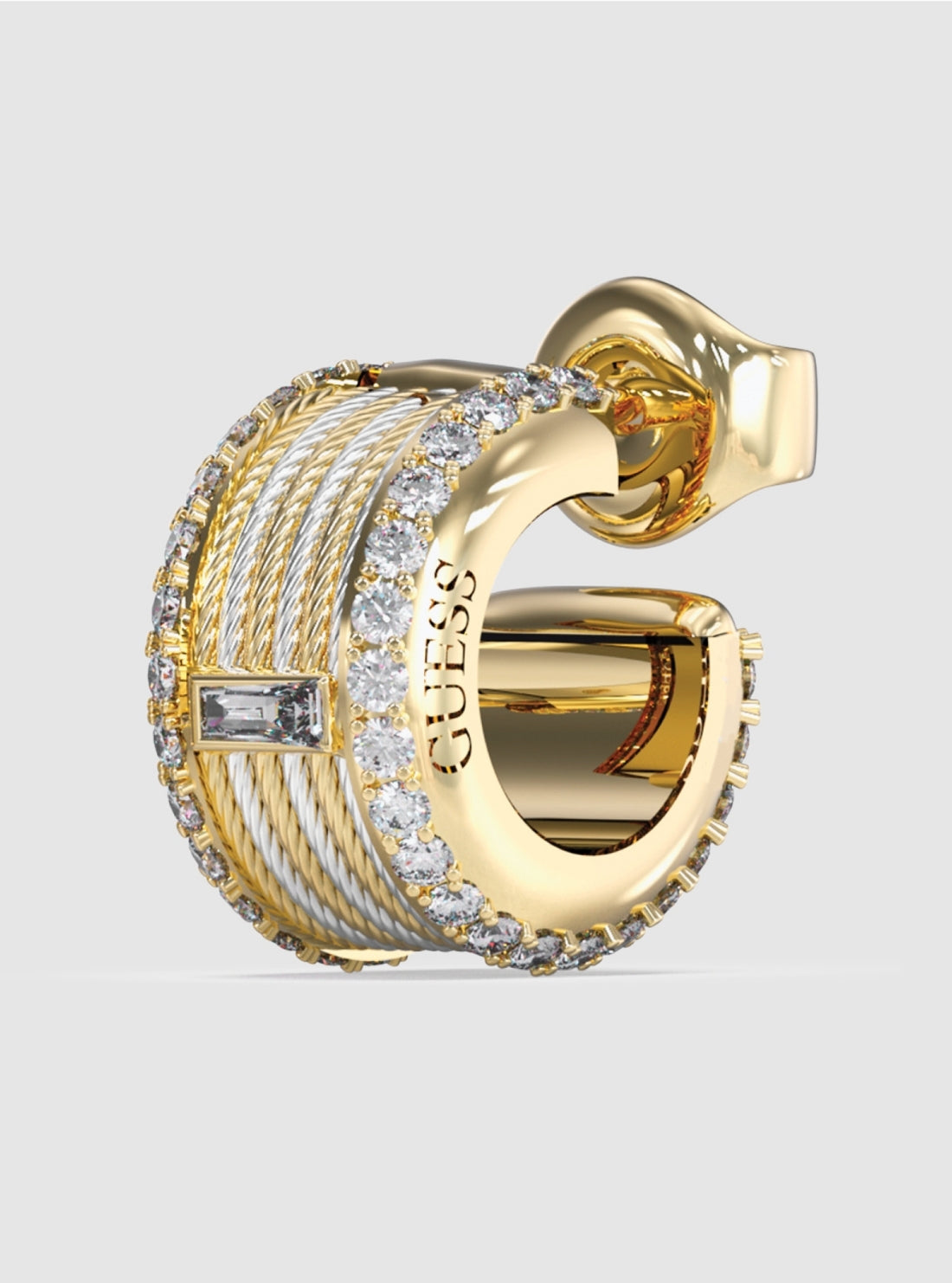 GUESS Accessories Gold Cable Circle Hoop Earrings JUBE05391JWY Detail View