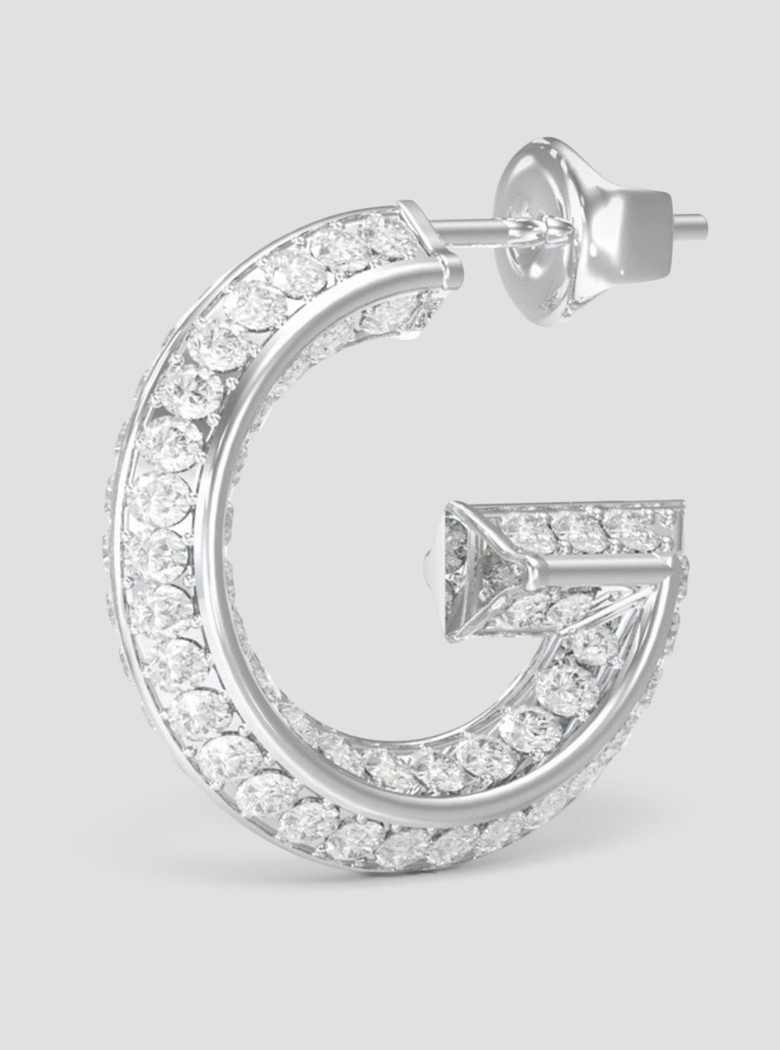 GUESS Accessories Silver G Pavé Stud Earrings JUBE05443JW Front View